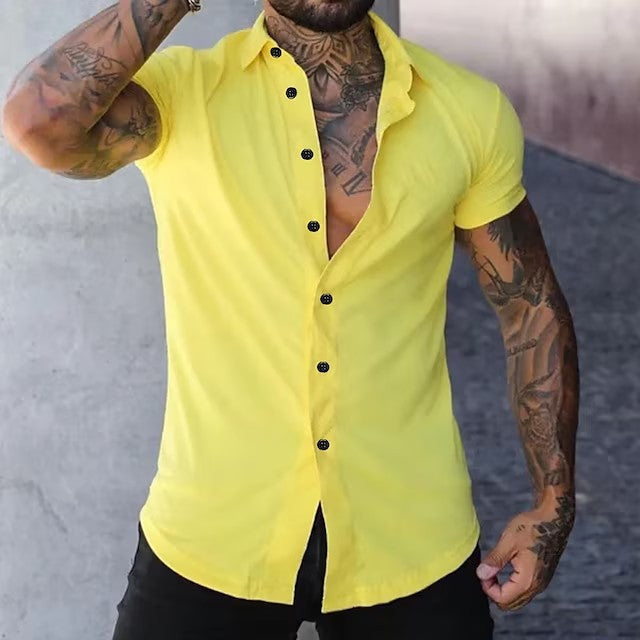 Leandro | Herren Kurzarmhemd Slim Fit Muskelschnitt