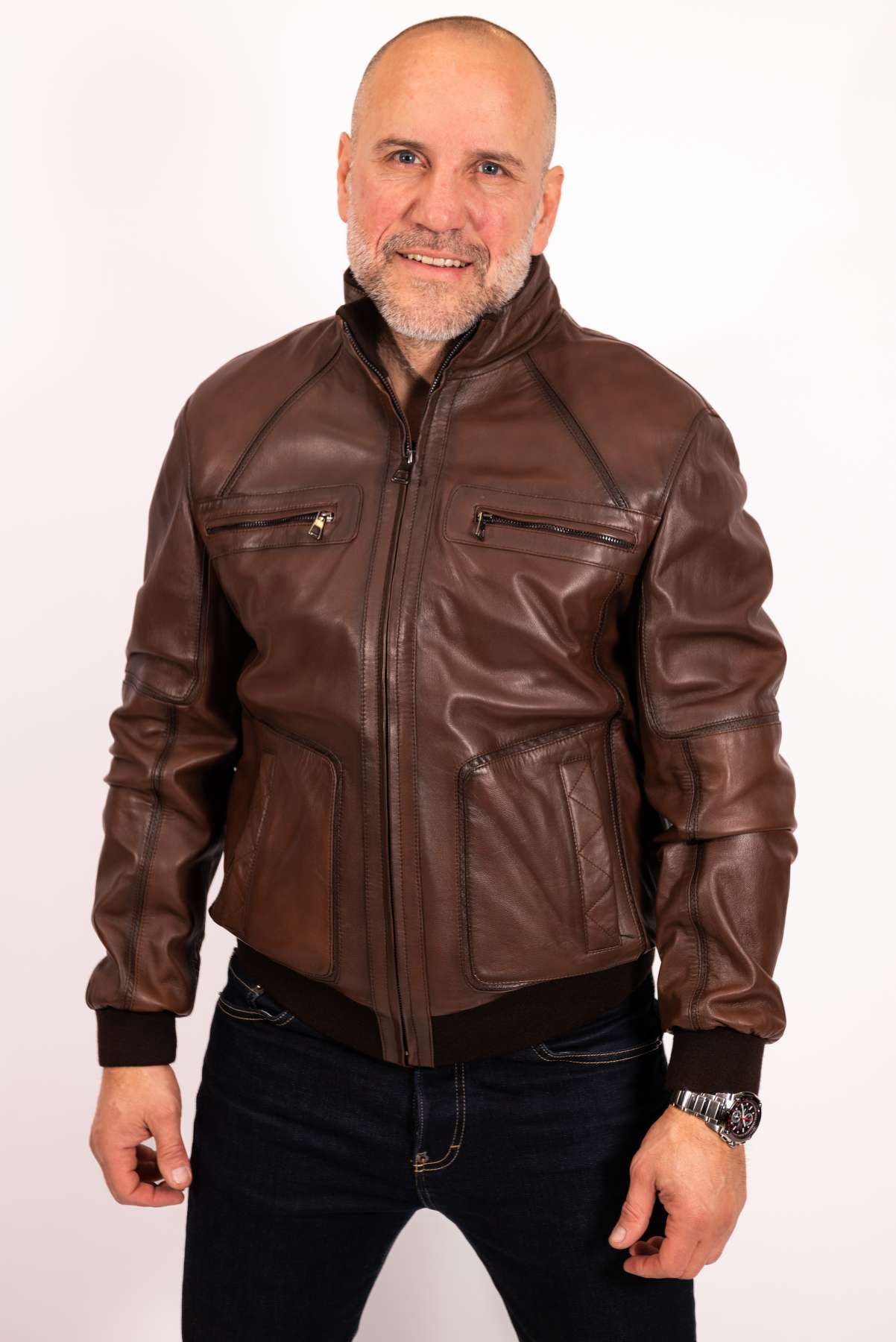 Krohn-e | Herren-Bomberjacke aus Leder