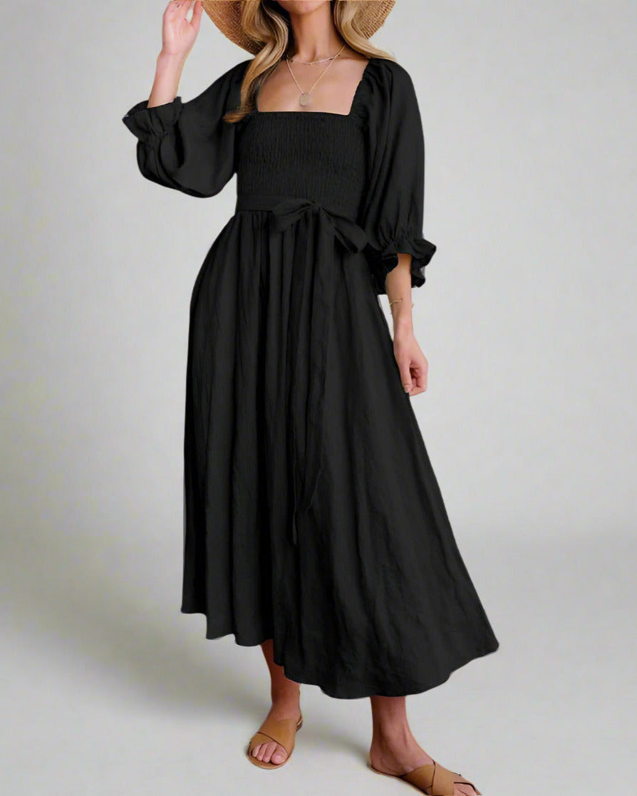 Damen-Midikleid mit Cut-Outs und Puffärmeln