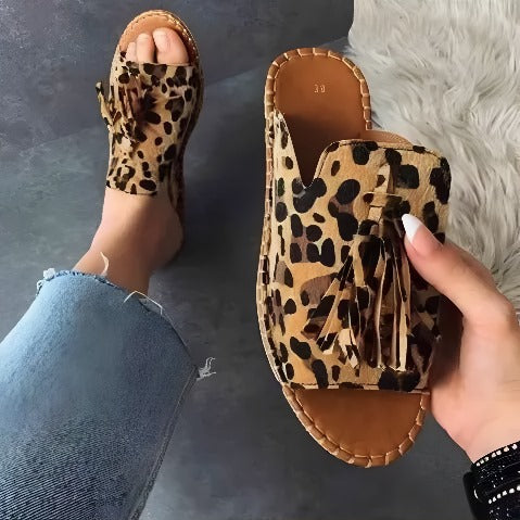 KROHN-E Damen Pantoletten Geflochten Gepolsterte Sohle Slip-On