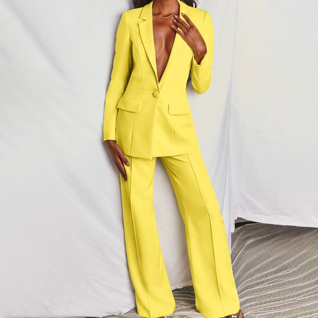 KROHN-E Damen Blazer Hosen Set Tailliert Business