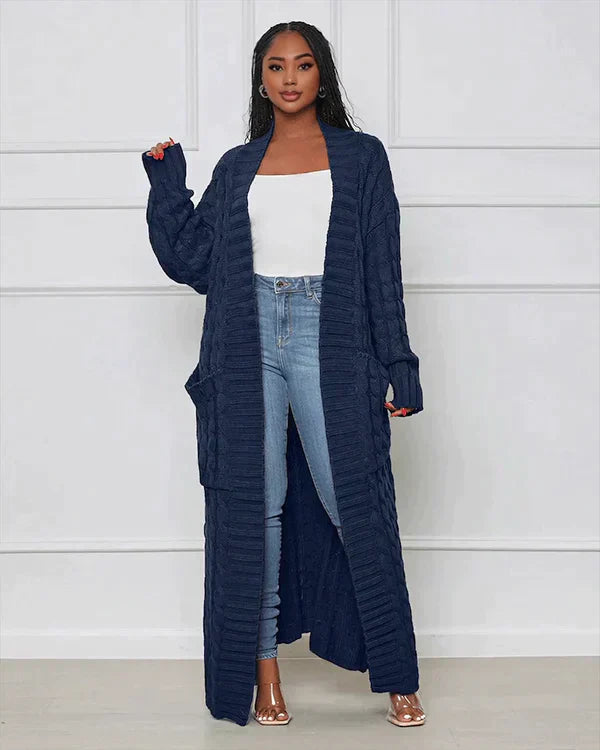 Krohn-e | Lässiger Langer Cardigan mit V-Ausschnitt