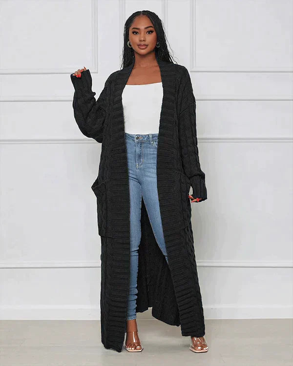 Krohn-e | Lässiger Langer Cardigan mit V-Ausschnitt