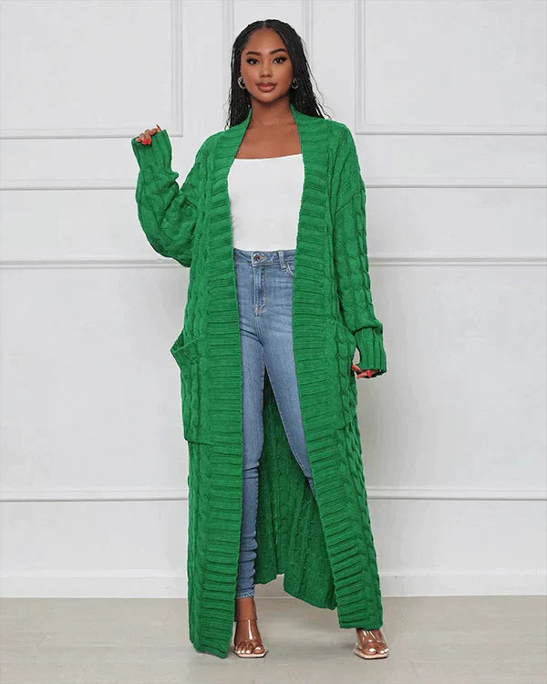 Krohn-e | Lässiger Langer Cardigan mit V-Ausschnitt