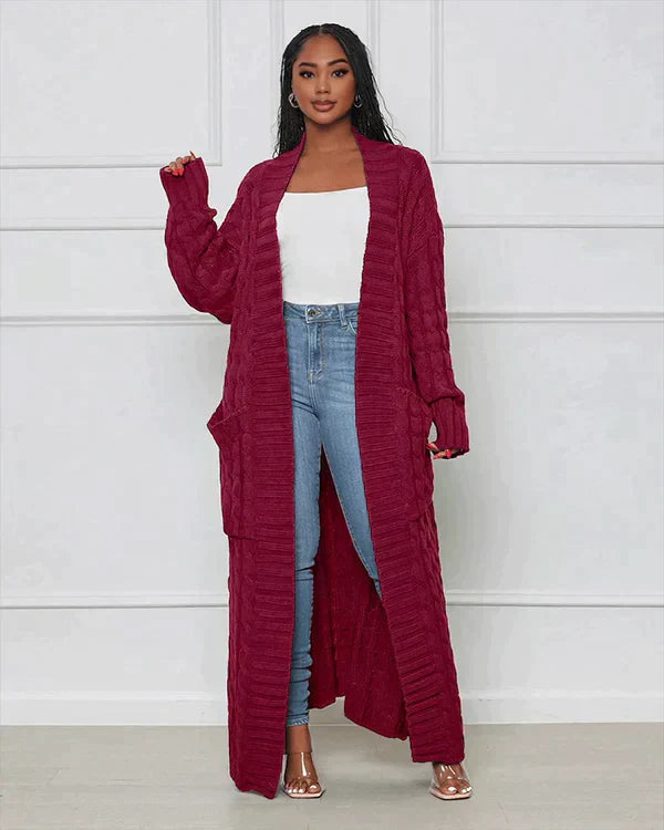 Krohn-e | Lässiger Langer Cardigan mit V-Ausschnitt