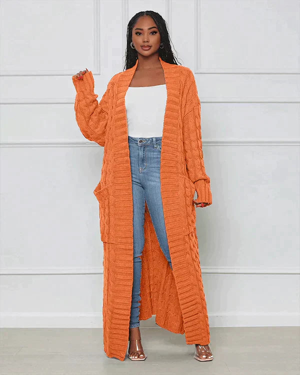 Krohn-e | Lässiger Langer Cardigan mit V-Ausschnitt