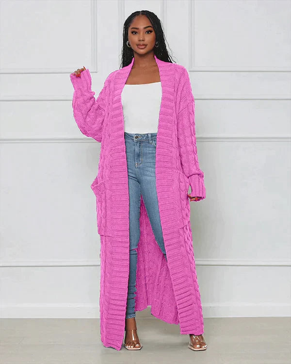 Krohn-e | Lässiger Langer Cardigan mit V-Ausschnitt