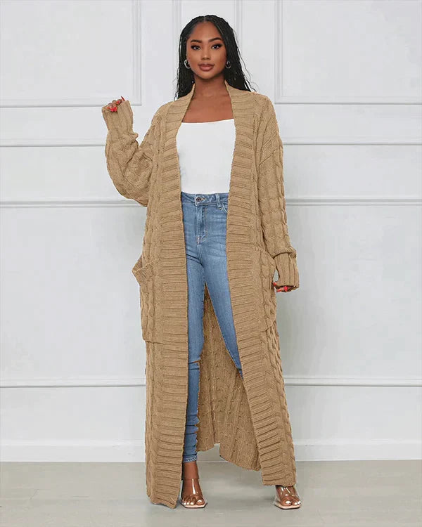 Krohn-e | Lässiger Langer Cardigan mit V-Ausschnitt