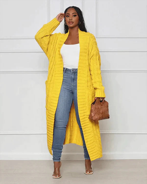 Krohn-e | Lässiger Langer Cardigan mit V-Ausschnitt