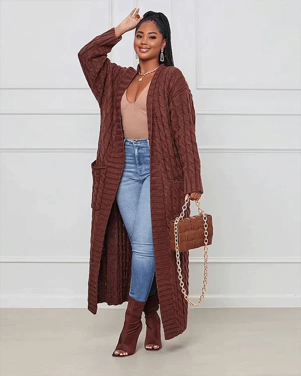Krohn-e | Lässiger Langer Cardigan mit V-Ausschnitt