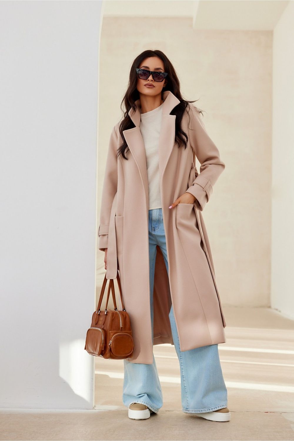 Krohn-e | Langarmkleid mit Gürtel für Frauen ideal für den Herbst und Winter