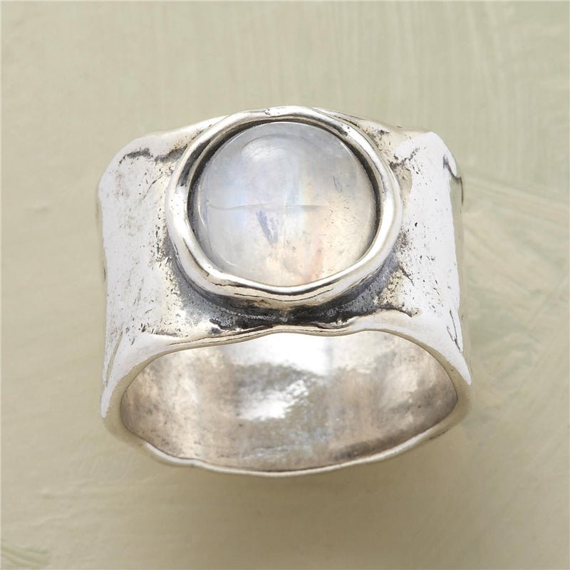KROHN-E Damen Silberring Mondstein Designer
