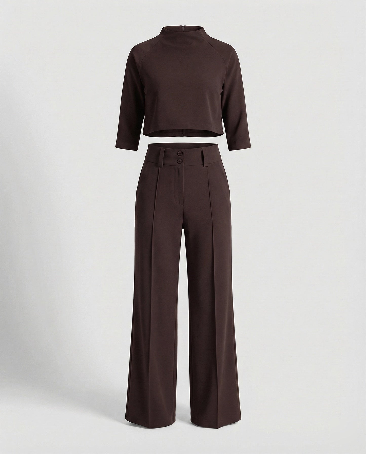 Maiken | Damen Zweiteiler Crop Top Weite Hose Set