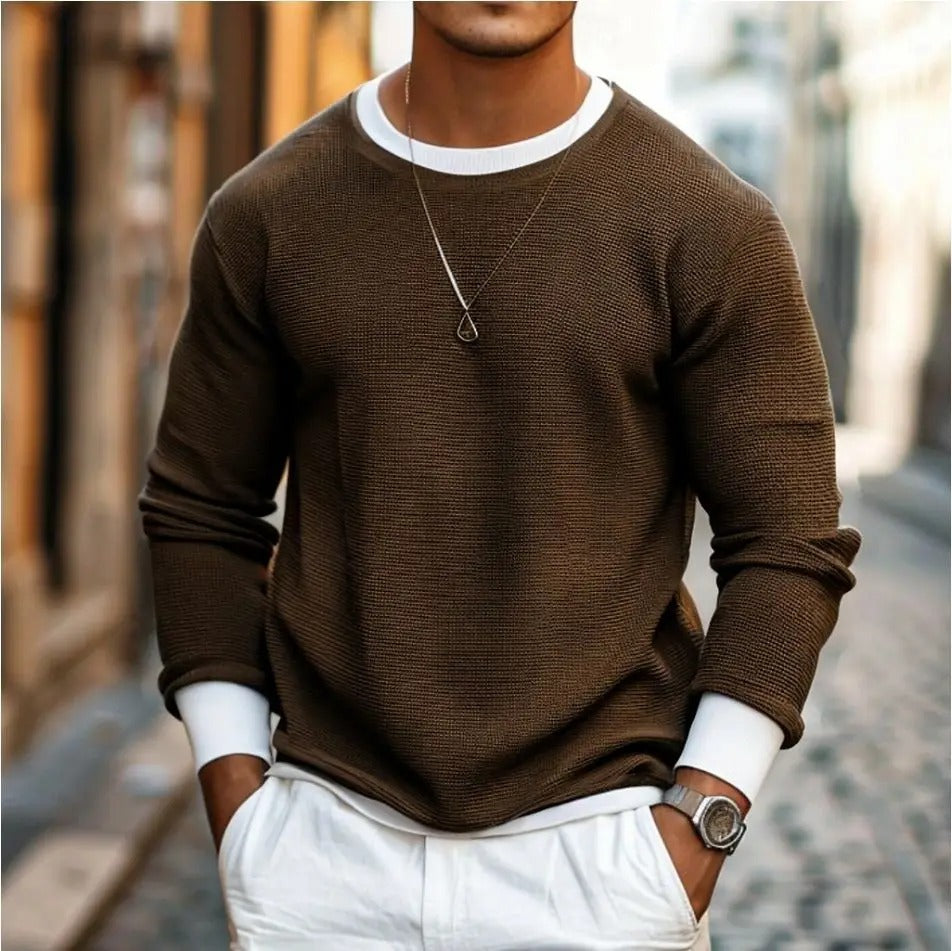 Krohn-e | Strukturierter Strickpullover Lange Ärmel Lässiger und Stilvolles Aussehen