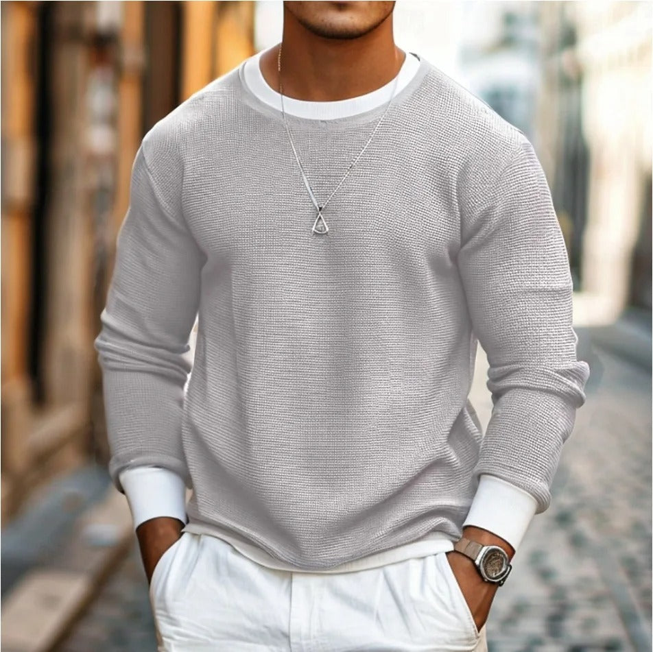 Krohn-e | Strukturierter Strickpullover Lange Ärmel Lässiger und Stilvolles Aussehen
