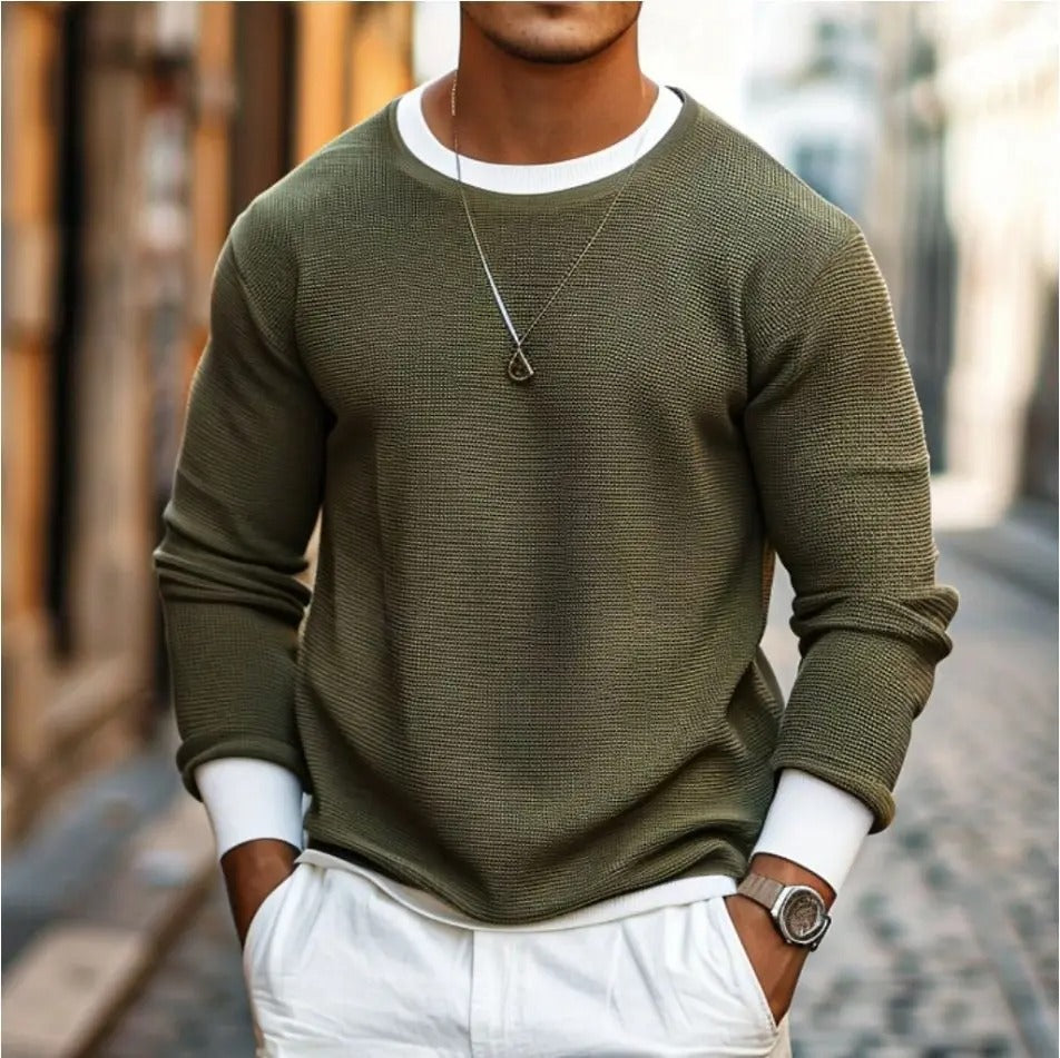 Krohn-e | Strukturierter Strickpullover Lange Ärmel Lässiger und Stilvolles Aussehen