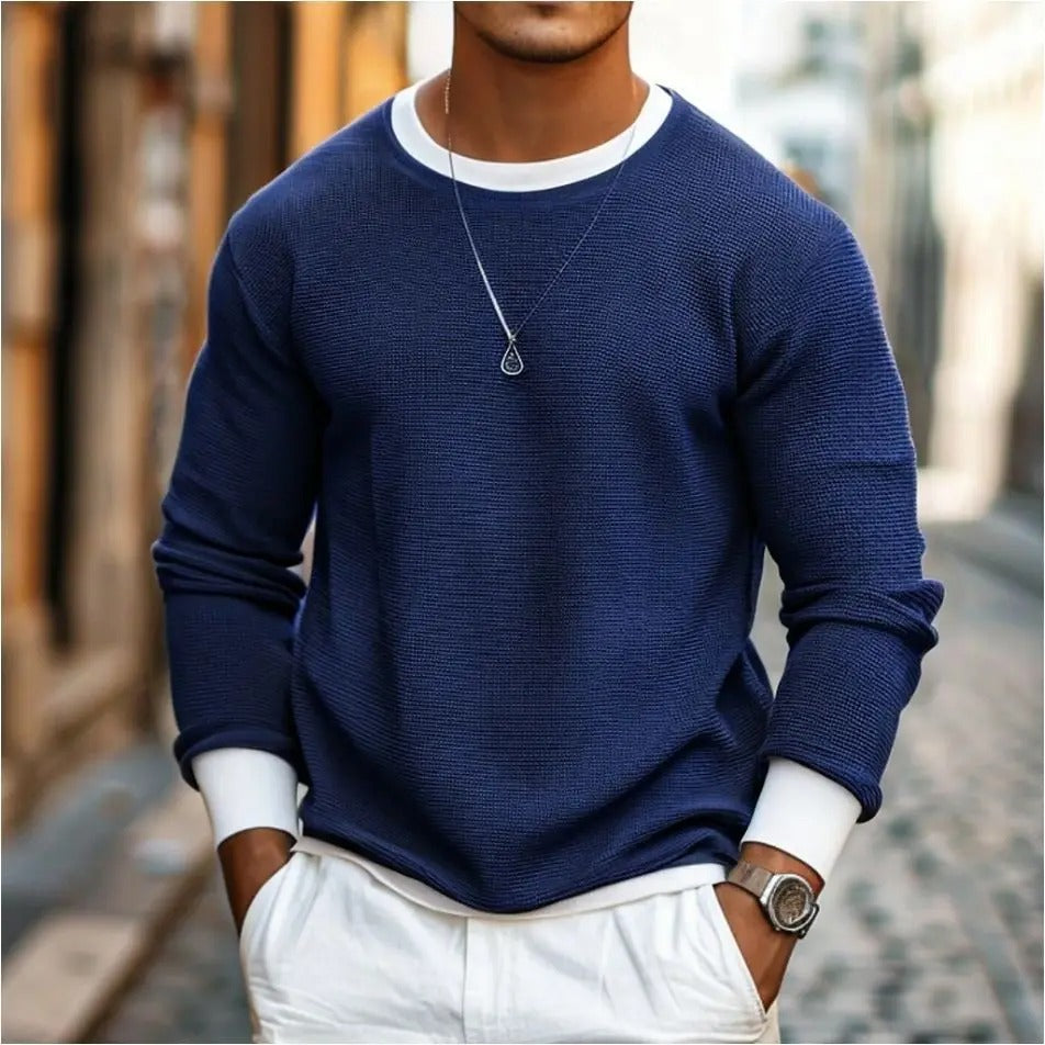 Krohn-e | Strukturierter Strickpullover Lange Ärmel Lässiger und Stilvolles Aussehen