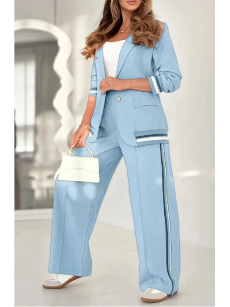 KROHN-E Damen Lounge-Set Relaxed-Fit weicher Stoff Baumwolle Freizeitanzug