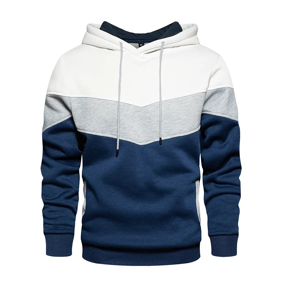 Krohn-e | Kontrastfarbiger Hoodie für Männer Baumwolle Stilvoll und Warm