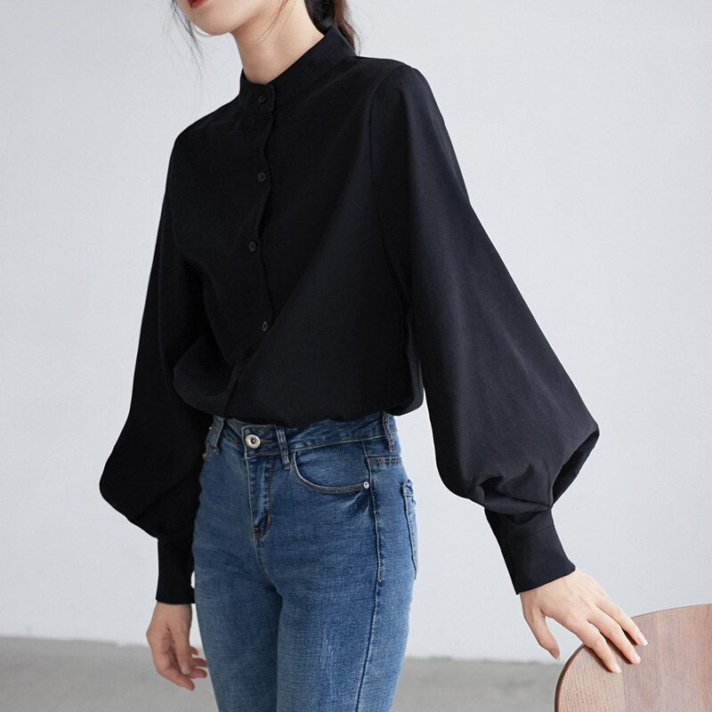 Trendige Bluse mit Puffärmeln von Fudus