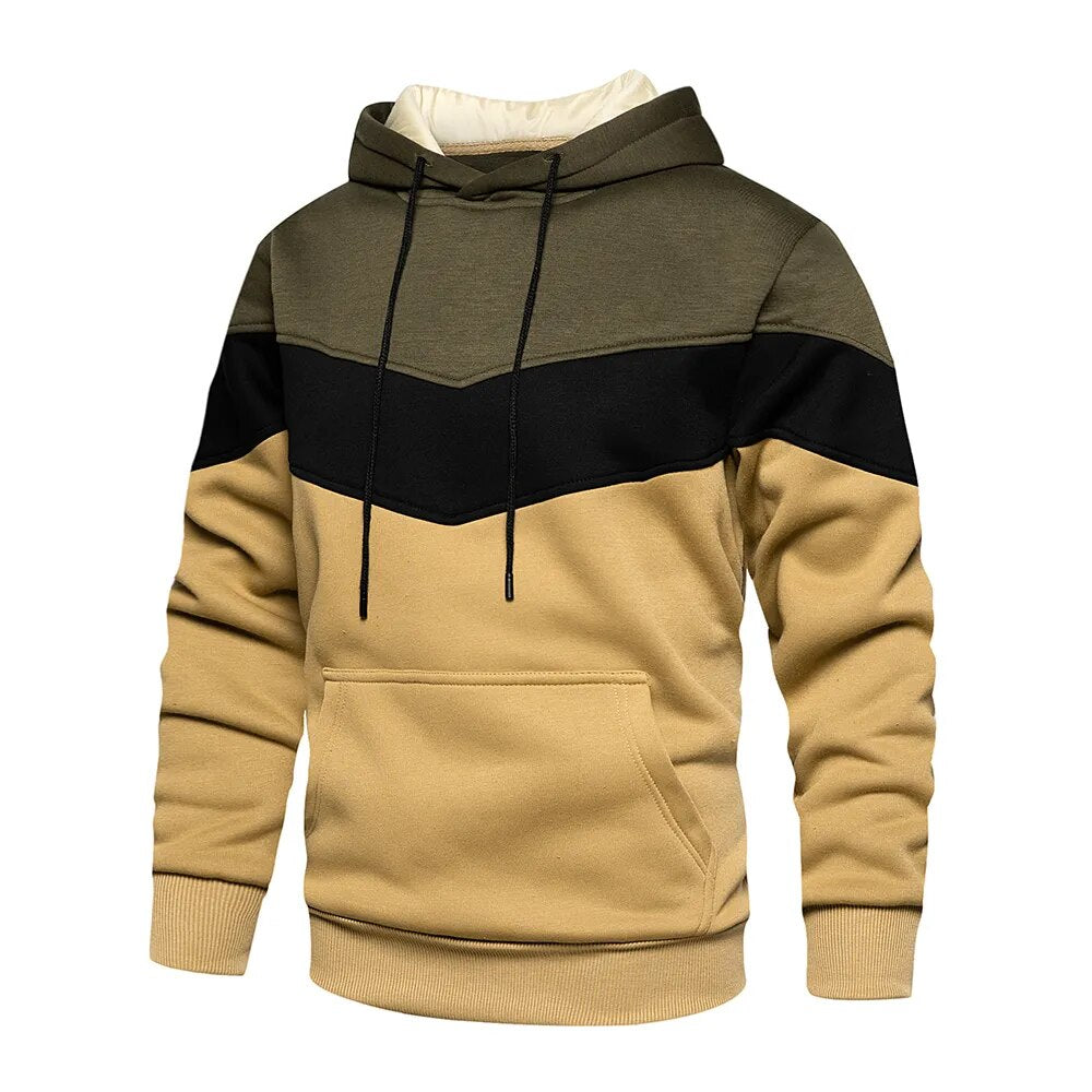 Krohn-e | Kontrastfarbiger Hoodie für Männer Baumwolle Stilvoll und Warm