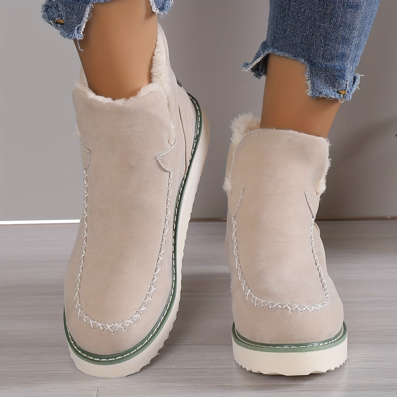 Krohn-e | Winter Wildleder Absatzstiefel mit Kunstpelzfutter