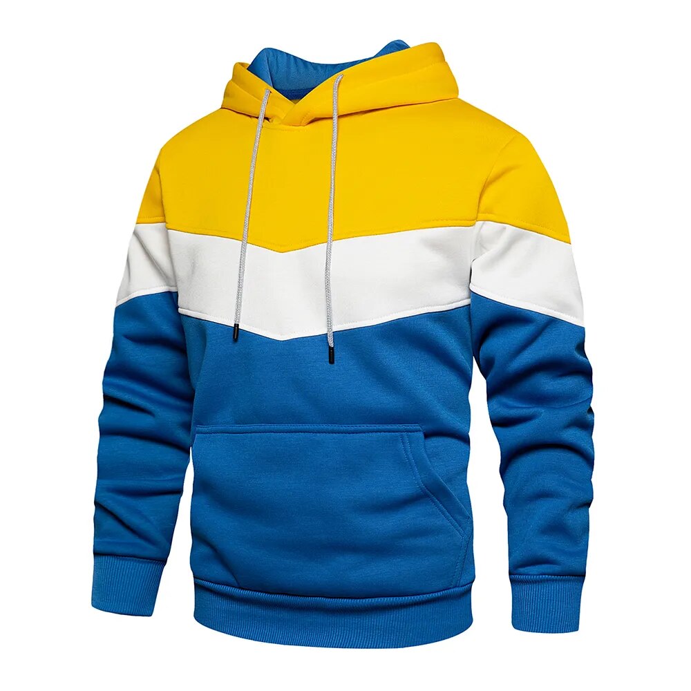 Krohn-e | Kontrastfarbiger Hoodie für Männer Baumwolle Stilvoll und Warm