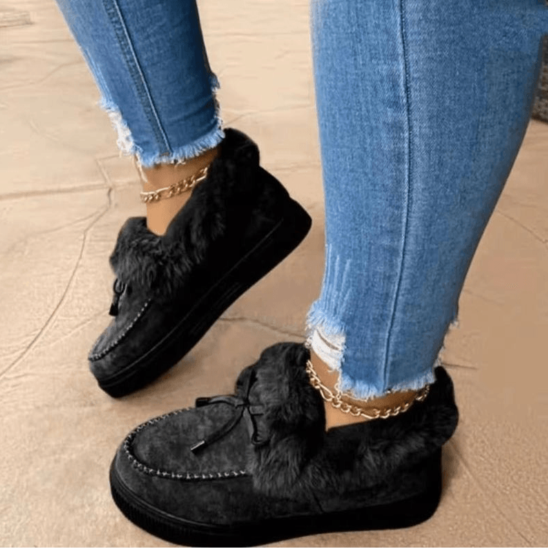 Krohn-e | Bequeme Damen Hausschuhe mit Luxuriösem Pelz