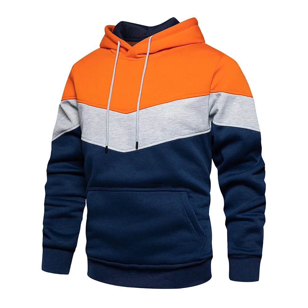 Krohn-e | Kontrastfarbiger Hoodie für Männer Baumwolle Stilvoll und Warm