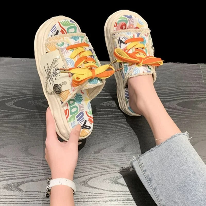 Segeltuch-Sandalen mit Schnürsenkeln von Kadira