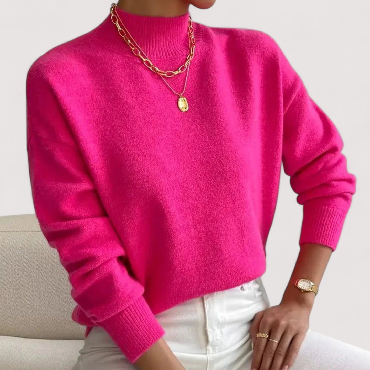 KROHN-E Damen Rollkragenpullover Tailliert Weiche Textur