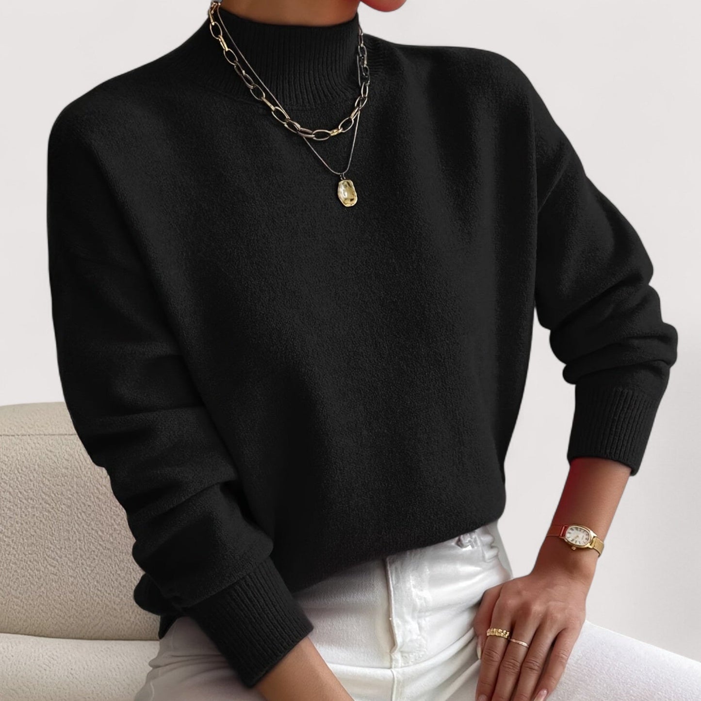 KROHN-E Damen Rollkragenpullover Tailliert Weiche Textur