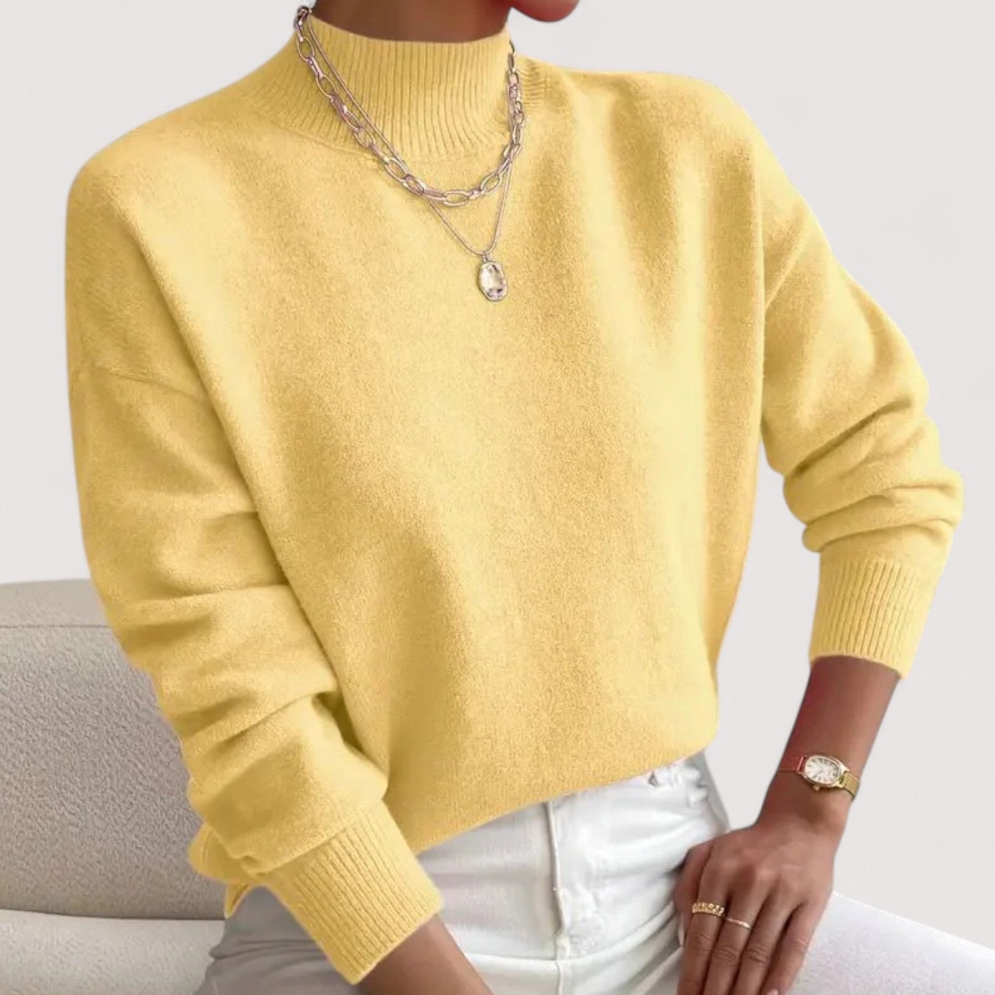 KROHN-E Damen Rollkragenpullover Tailliert Weiche Textur