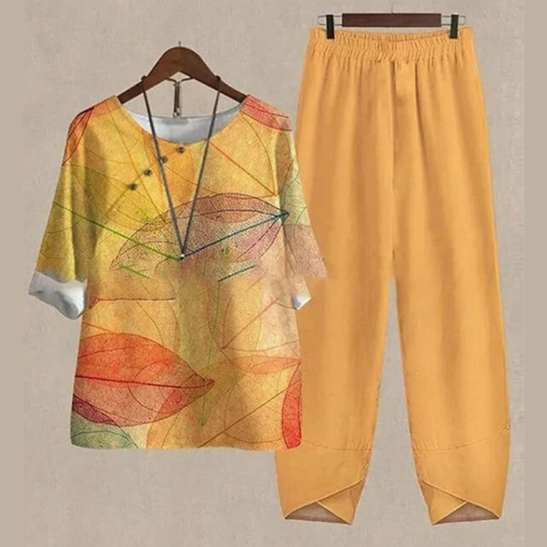 Lisanne | Damen Zweiteiler Set Schmetterlingsprint Hose