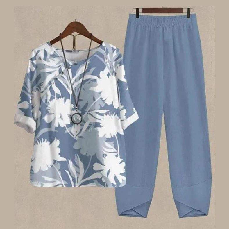 Lisanne | Damen Zweiteiler Set Schmetterlingsprint Hose