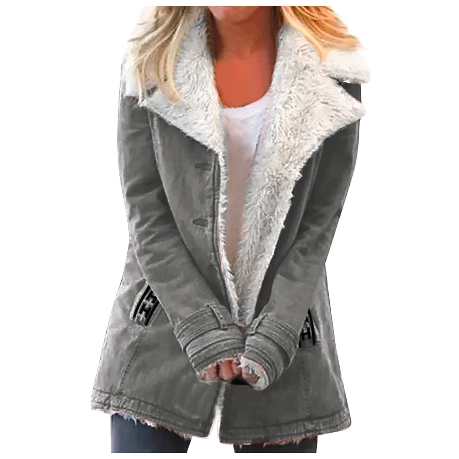 Krohn-e | Damen Winterjacke Mit Reverskragen Und Langen Ärmeln