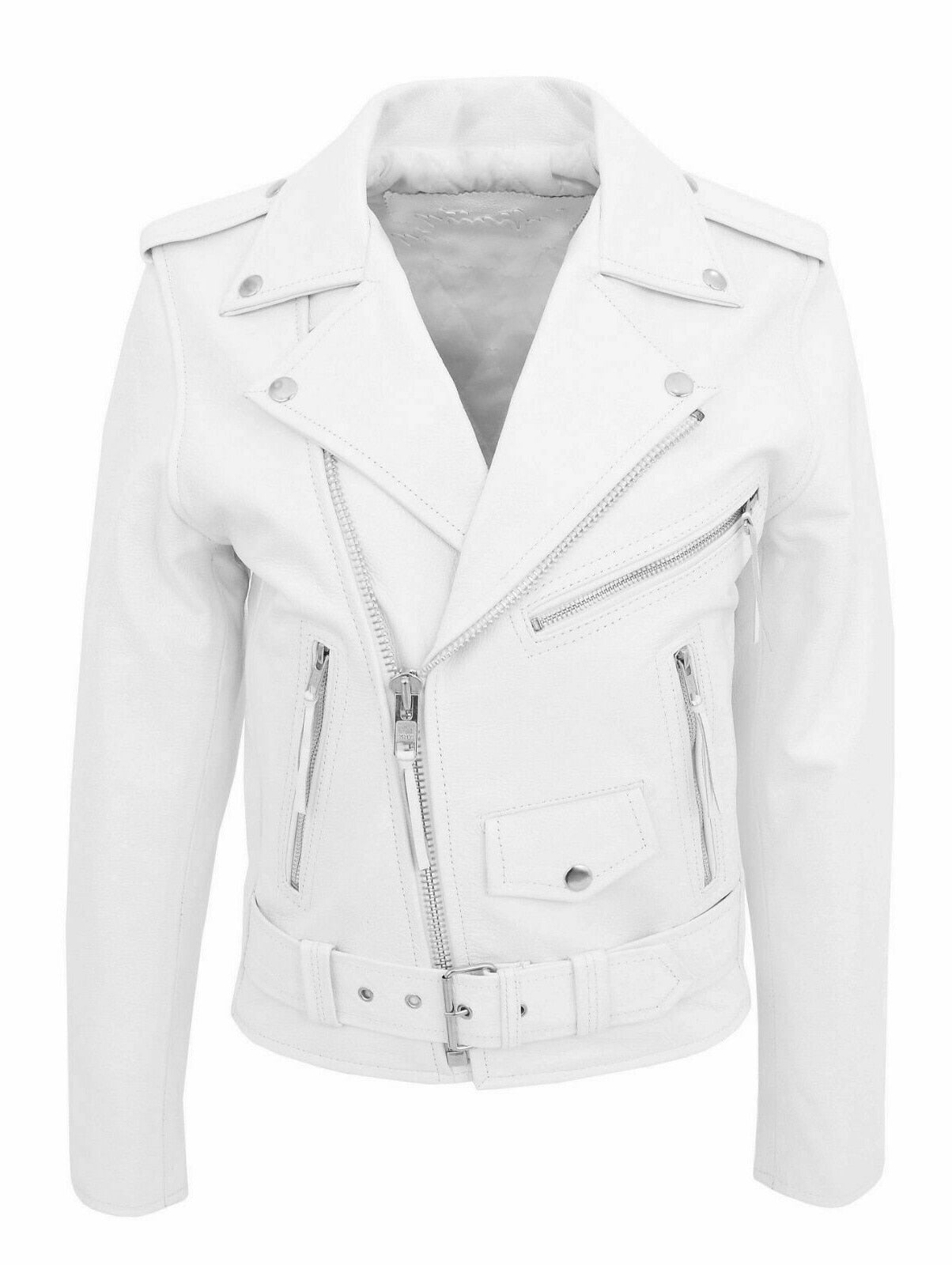 Krohn-e | Herren Echtes Leder Bikerjacke mit Asymmetrischem Reißverschluss