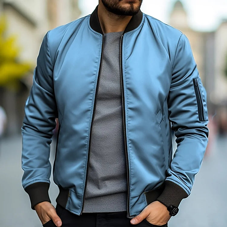 Krohn-e | Herren Leichte Bomberjacke mit geripptem Saum