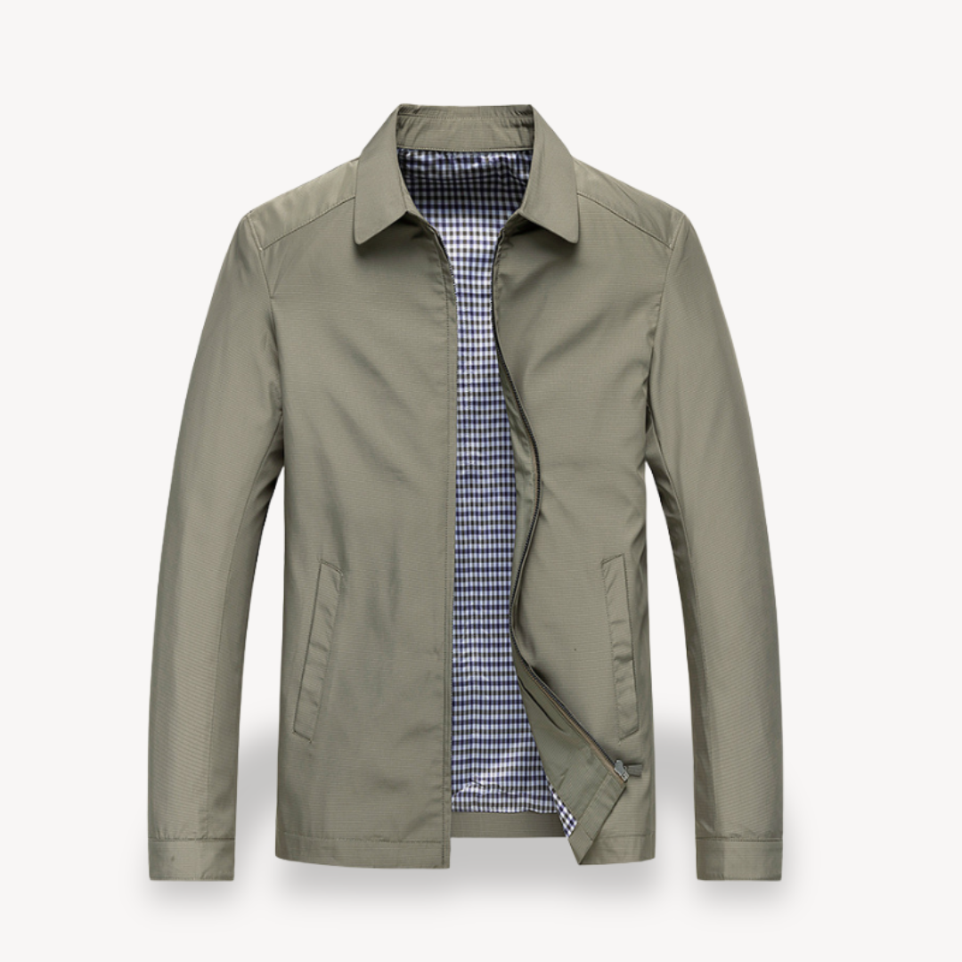Krohn-e | Herren Leichte Baumwolljacke mit kariertem Futter