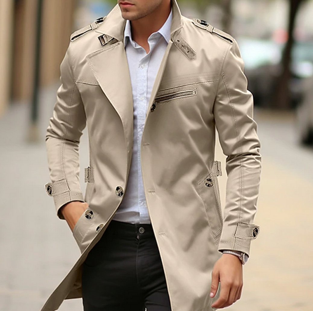 Krohn-e | Herren Premium Baumwolle Trenchcoat - Stylische Frühlingsoberbekleidung