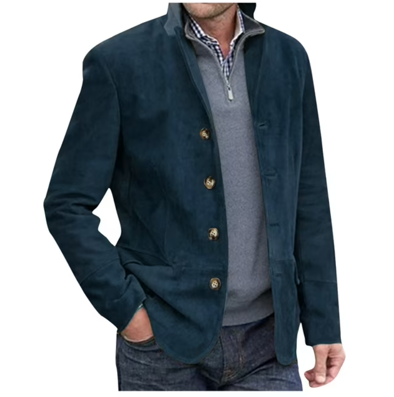Krohn-e | Herren Wildleder Blazer Jacke, Blau & Braun, Elegant & Vielseitig