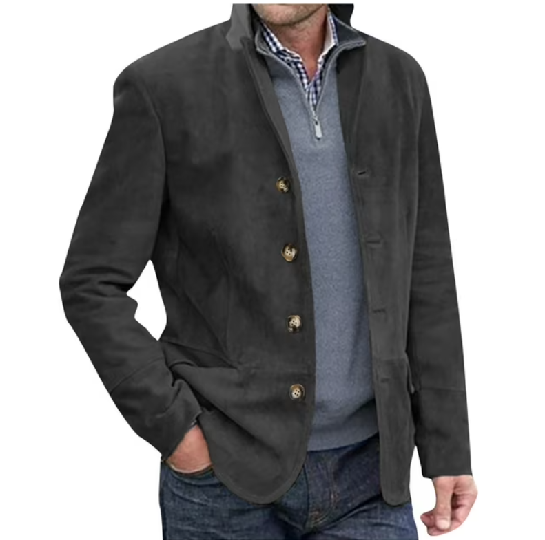 Krohn-e | Herren Wildleder Blazer Jacke, Blau & Braun, Elegant & Vielseitig