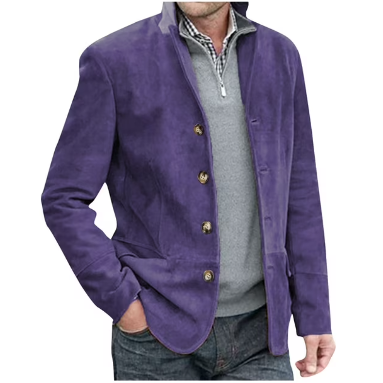 Krohn-e | Herren Wildleder Blazer Jacke, Blau & Braun, Elegant & Vielseitig