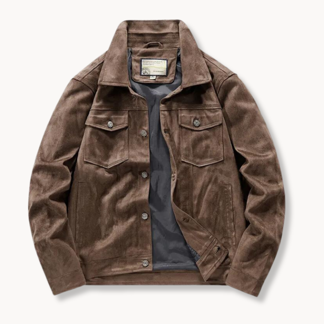 Krohn-e | Herren Wildleder Truckerjacke mit Stehkragen - Anspruchsvoller Stil