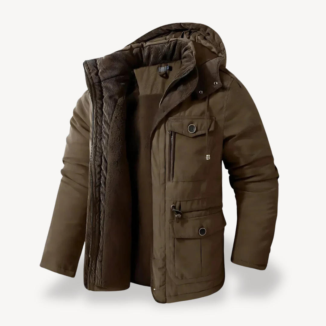 Krohn-e | Herren wasserdichter Winterparka mit fellgefütterter Kapuze