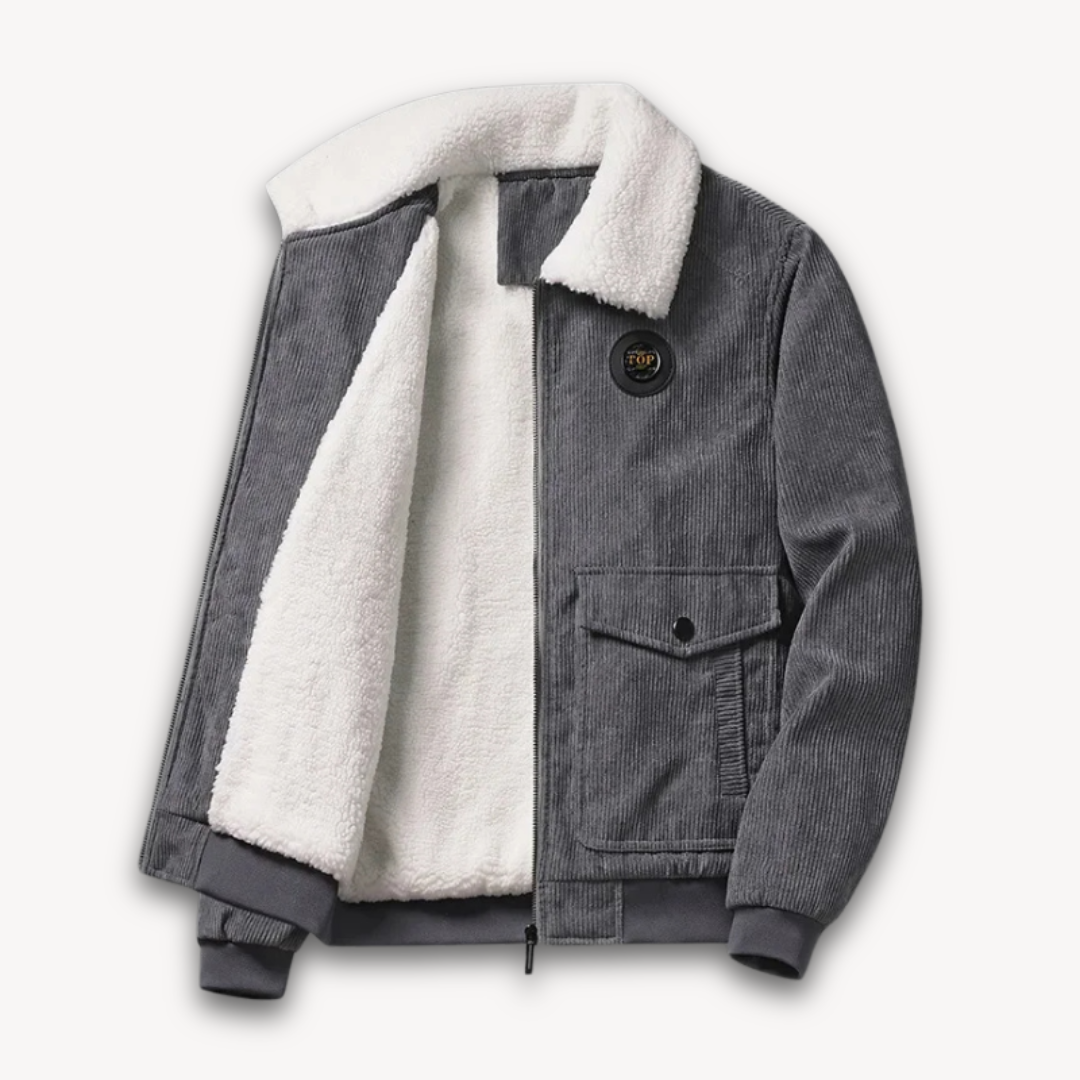 Krohn-e | Herren Wintercord-Jacke mit Sherpa-Futter