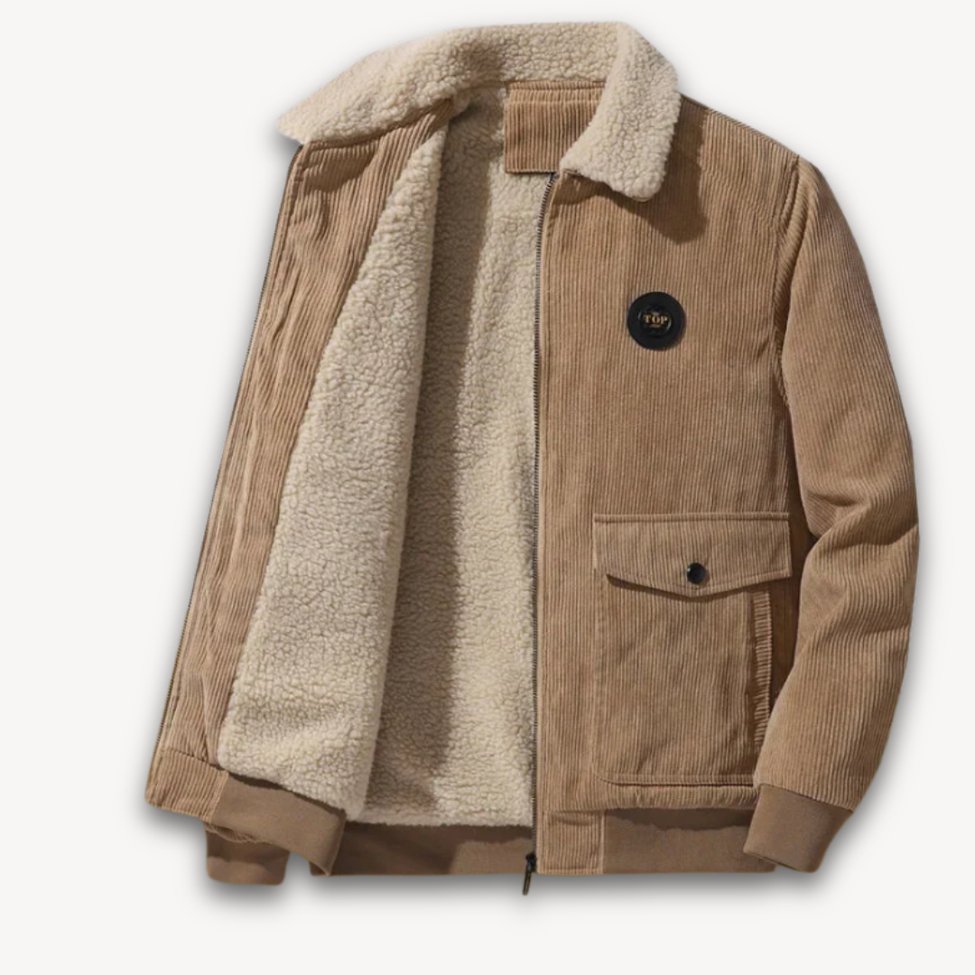 Krohn-e | Herren Wintercord-Jacke mit Sherpa-Futter