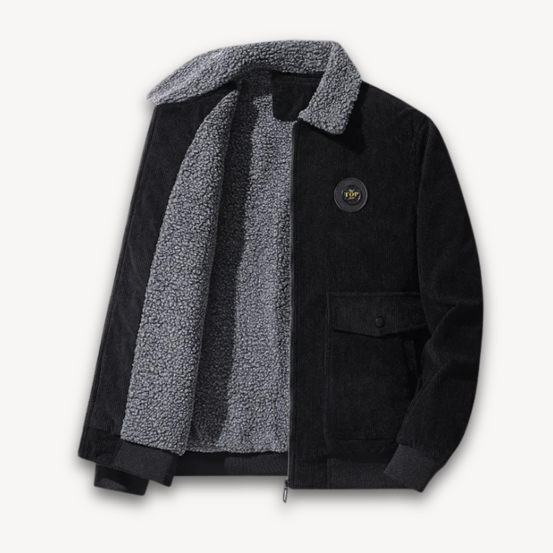 Krohn-e | Herren Wintercord-Jacke mit Sherpa-Futter