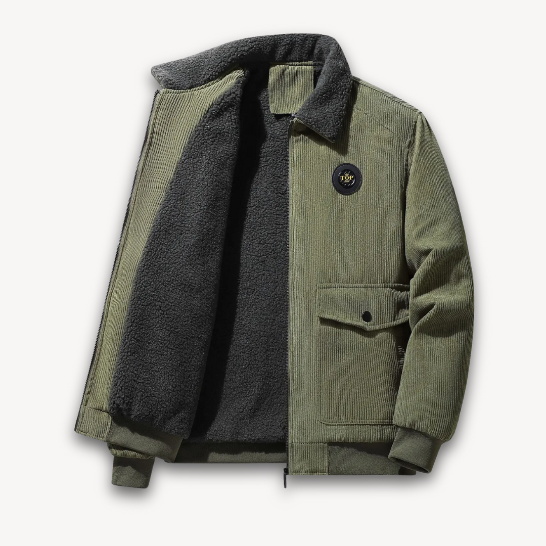 Krohn-e | Herren Wintercord-Jacke mit Sherpa-Futter