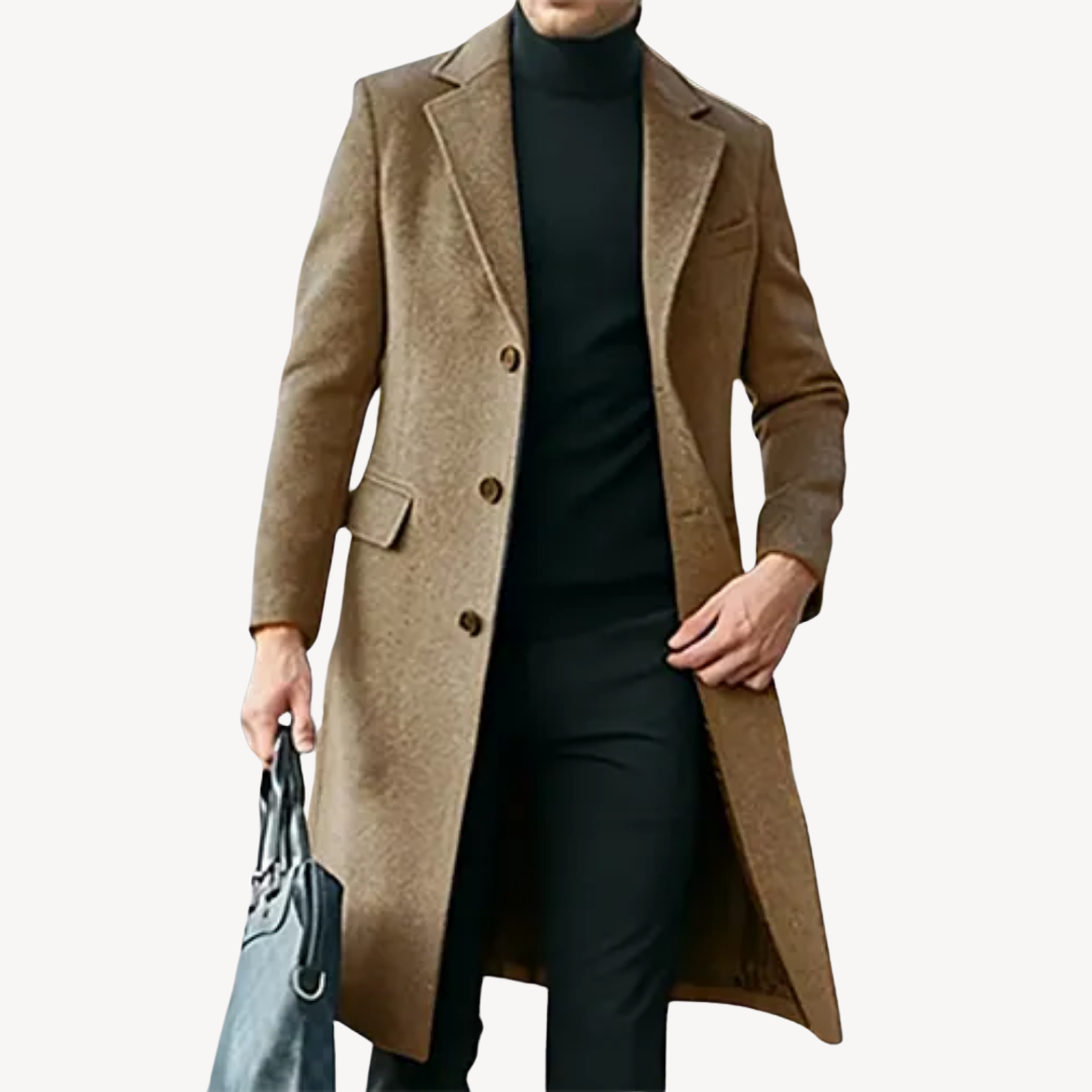 Krohn-e | Herren Wollmantel - Eleganter & Warmer Langer Mantel